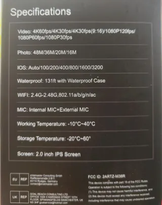 Action Cam Apexcam M80 4K 60FPS 48MP