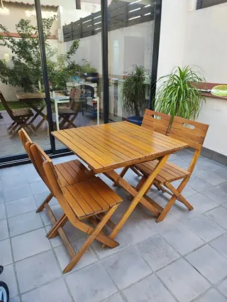 Conjunto mesa y sillas exterior plegables