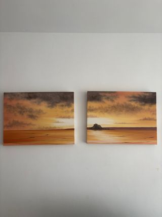 Set de 2 Cuadros Paisaje Atardecer