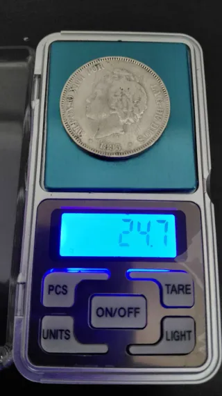 Moneda Plata 5 Pesetas 1893 Alfonso XIII
