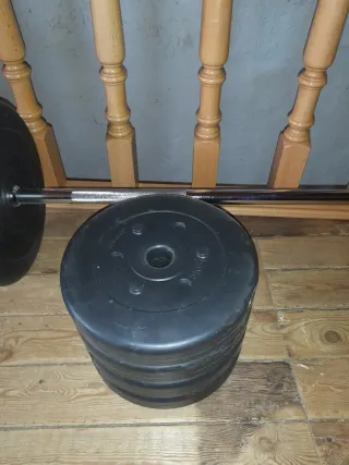 Barra de gimnasio con discos