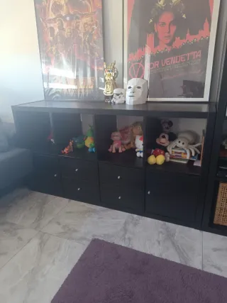 Mueble Almacenaje Negro Estantería