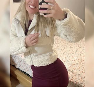 Chaqueta borrego Bershka blanca Talla XS