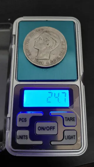 Moneda Plata 5 Pesetas Alfonso XII 1881