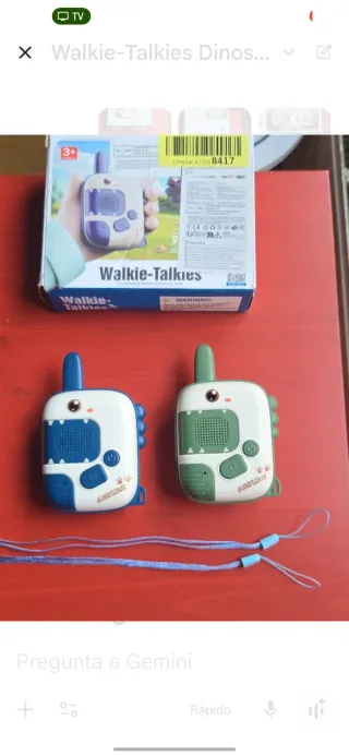 Set 2 Walkie-Talkies Dinosaurio Niños