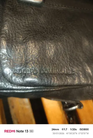 Bolso de viaje cuero Adolfo Domínguez negro