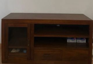 Mueble TV Madera Maciza con Puerta de Cristal