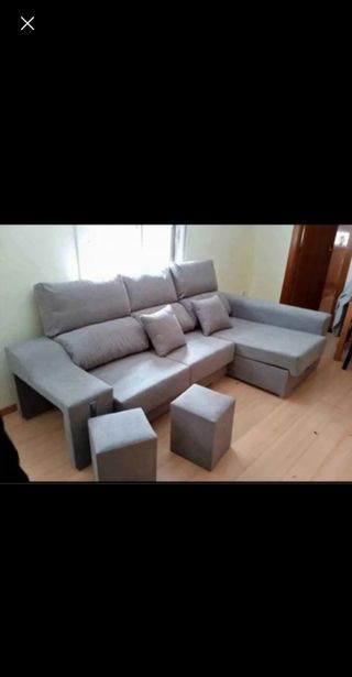 Sofá modular gris tela