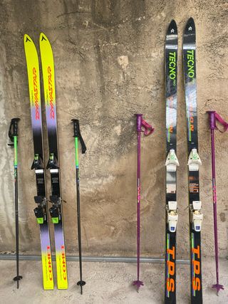 Esquís Dynastar y Tecno Pro con bastones