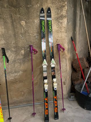 Esquís Dynastar y Tecno Pro con bastones