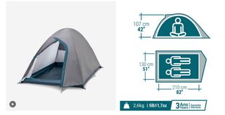 Tienda de campaña 2 personas Decathlon