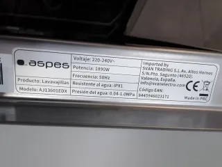 Lavavajillas Aspes 14 servicios NUEVO CON GOLPE