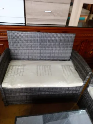 Conjunto de jardín ratán gris nuevo