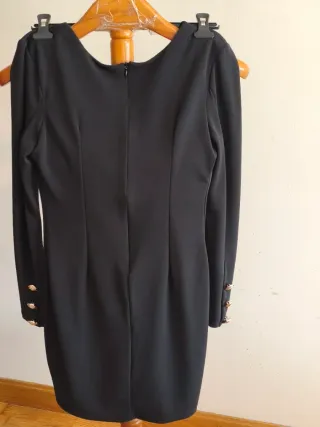 Vestido Negro Botones Dorados Talla M