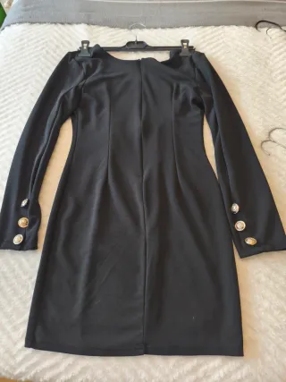 Vestido Negro Botones Dorados Talla M