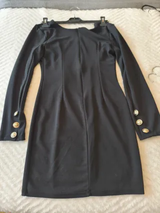 Vestido Negro Botones Dorados Talla M