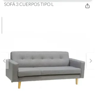 Sofá 3 plazas estilo retro gris