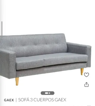 Sofá 3 plazas estilo retro gris