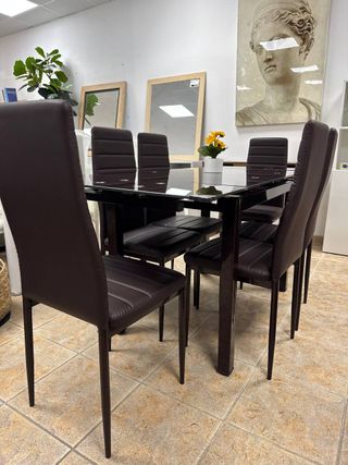 Pack Mesa Extensible Marrón + 6 Sillas NUEVO