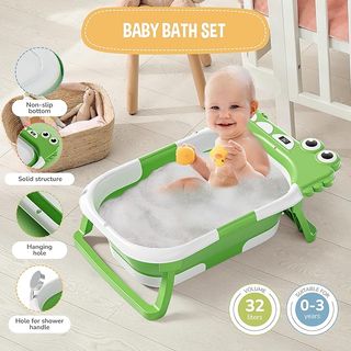 Bañera Bebé Plegable con Cojín Antideslizante
