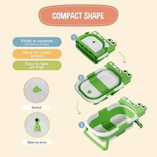 Bañera Bebé Plegable con Cojín Antideslizante