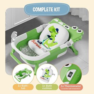 Bañera Bebé Plegable con Cojín Antideslizante