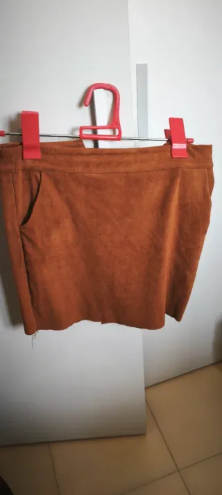 Falda marrón efecto ante