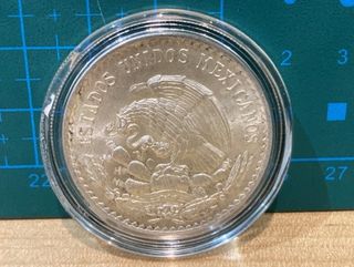 Peso Morelos Plata Mexico 1947 con capsula