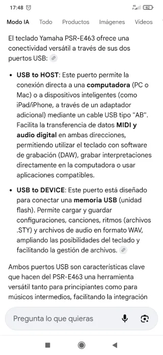 Yamaha PSR E463 con accesorios