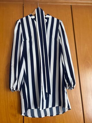 Vestido camisero rayas azul y blanco