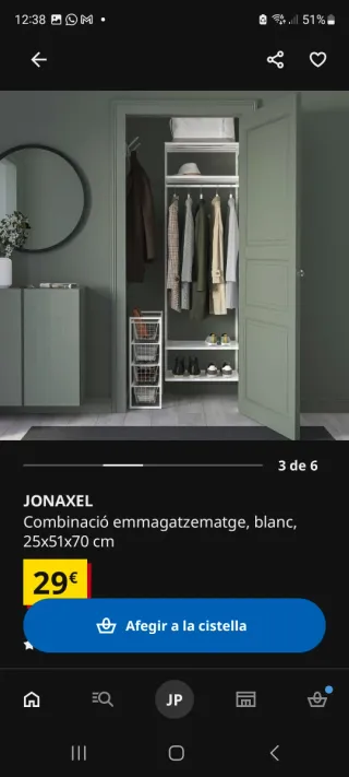 Calaixera Jonaxel Ikea Metàlica Blanca 25cm