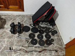 Banco de pesas y mancuernas