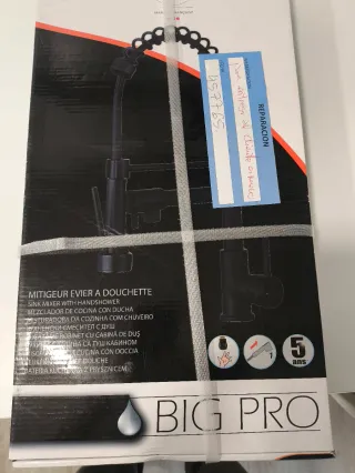 Grifo Cocina Negro Monomando Alto + Ducha