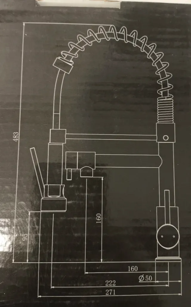 Grifo Cocina Negro Monomando Alto + Ducha