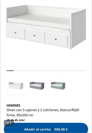 Diván blanco y madera con colchones