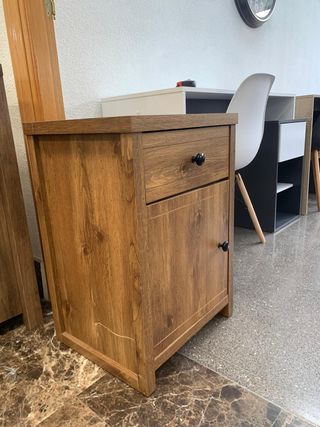 Mesita de noche madera y mármol