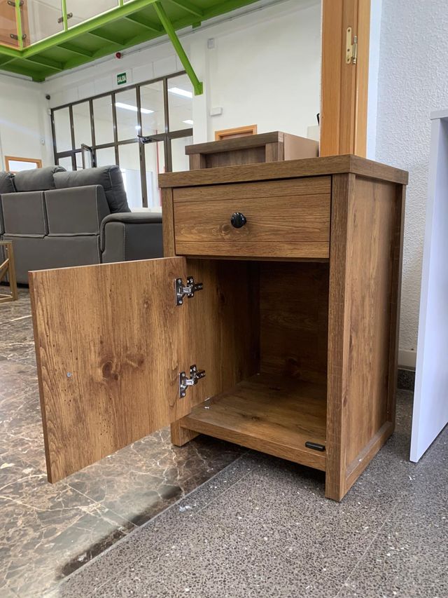 Mesita de noche madera y mármol EN LIQUIDACION
