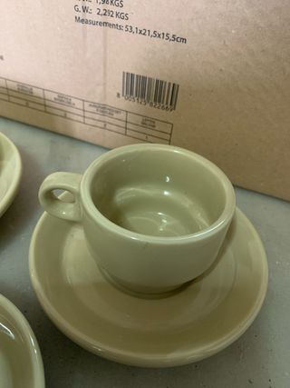 Juegode tazas y platillos café vintage/retro,verde