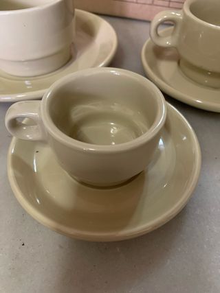 Juegode tazas y platillos café vintage/retro,verde