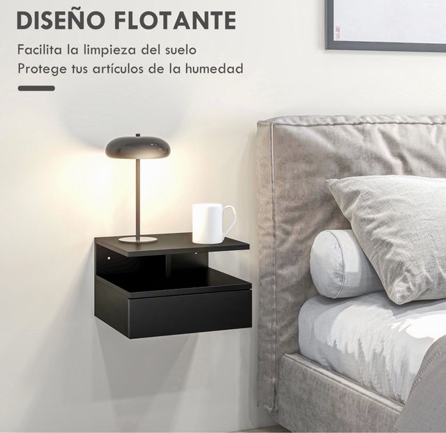Mesitas de noche flotantes negras