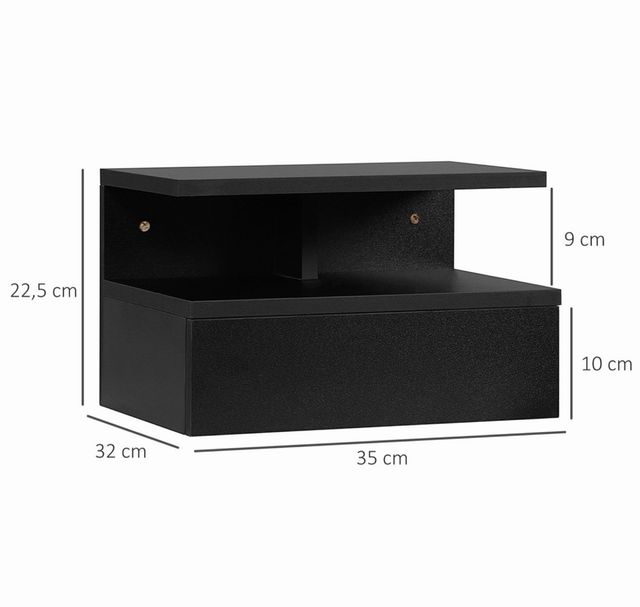 Mesitas de noche flotantes negras