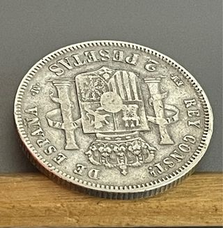 2 Pesetas 1879 EM M *18 *79 Alfonso XII.