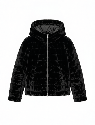 Giubbotto nero in pelliccia sintetica