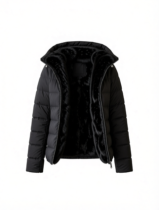 Giubbotto nero in pelliccia sintetica