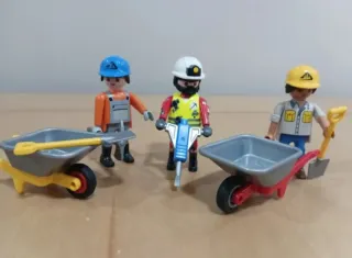 Lote 3 Playmobil Operarios con Accesorios
