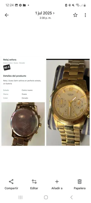 Reloj Guess Señora Dorado