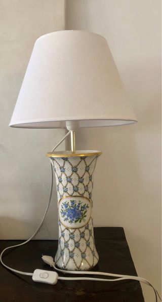 Lámpara de mesa porcelana floral