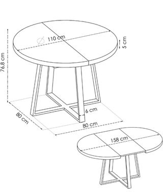 Mesa redonda extensible madera y metal