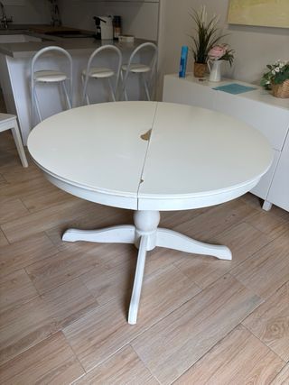 Mesa extensible redonda blanca Ikea