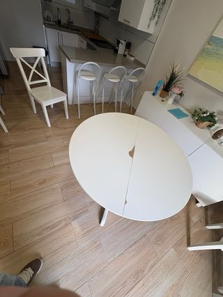 Mesa extensible redonda blanca Ikea